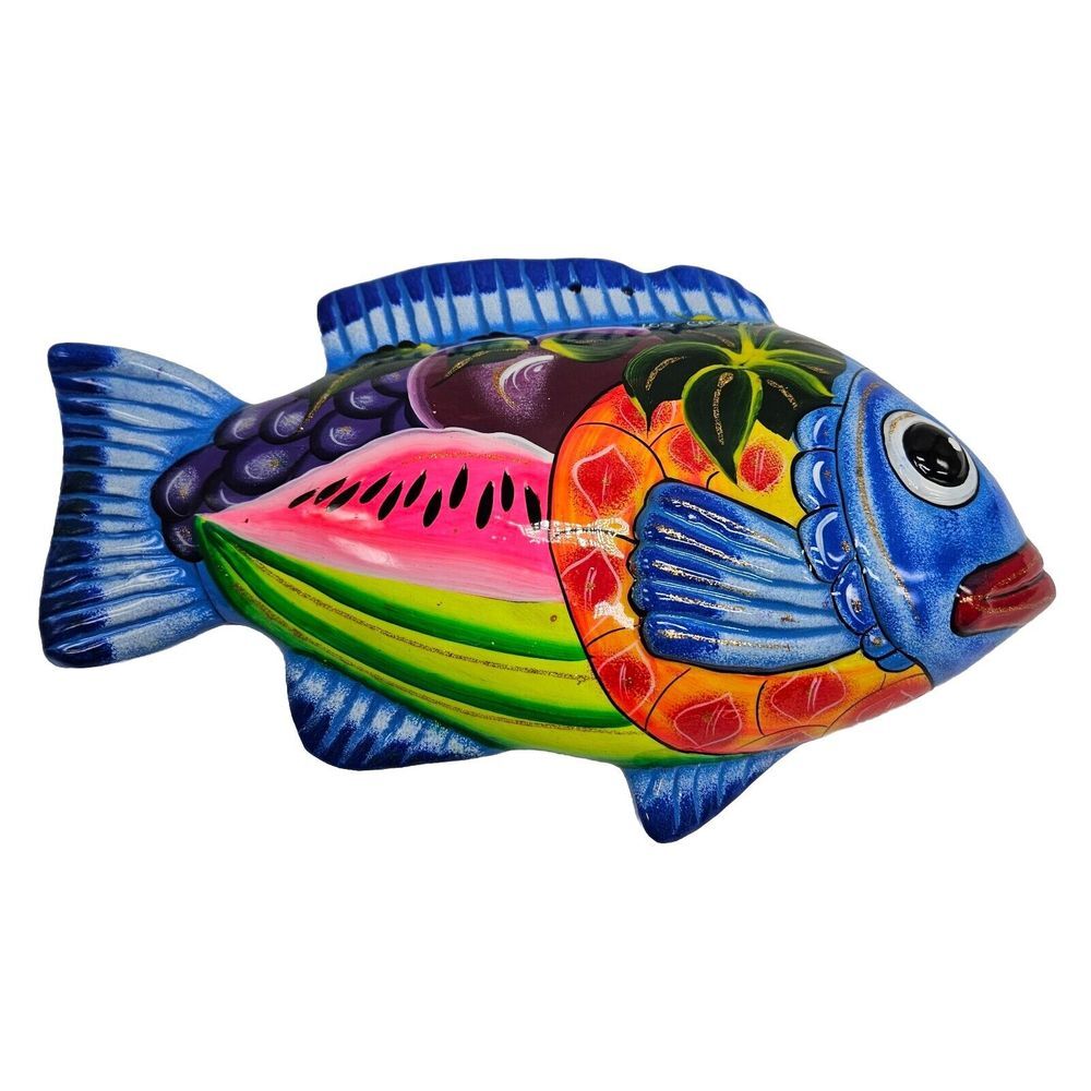 Vintage Ceramic Fish Wall Decor Large Beige Brown Realistic Whimsical Bluegill